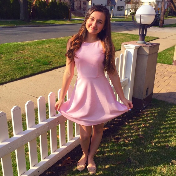 Forever 21 pastel colored  pink fit and flare mini dress with V back. - Picture 2 of 4